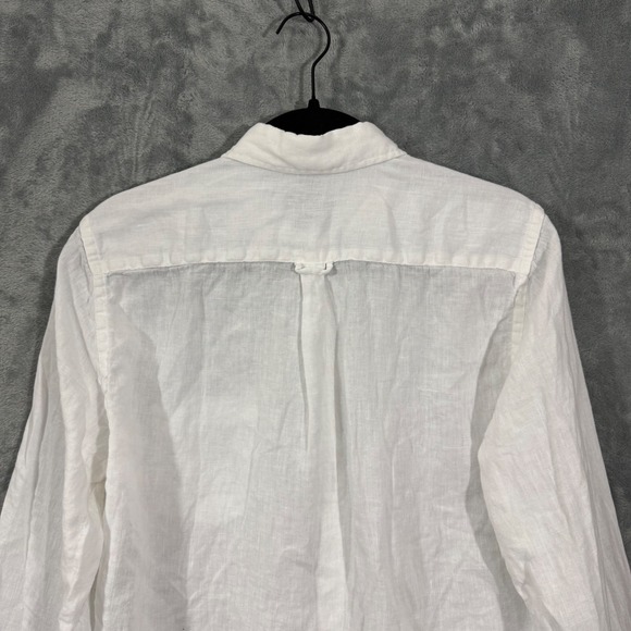 Edmmond Studios White Linen Button Down Long Sleeve Shirt - Picture 10 of 14